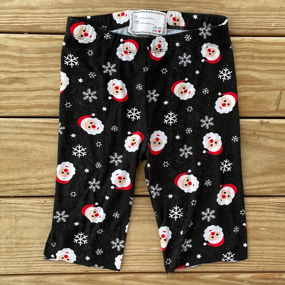 Santa Snowflake Print Bike Shorts